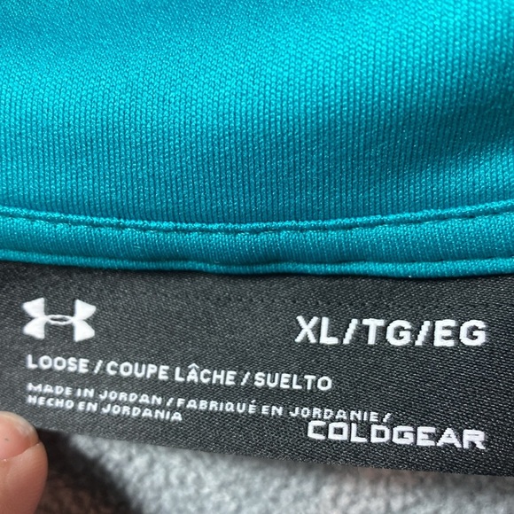 Under Armour gray and teal loose cold gear 1/4 zip pullover size extra l… - Picture 2 of 3